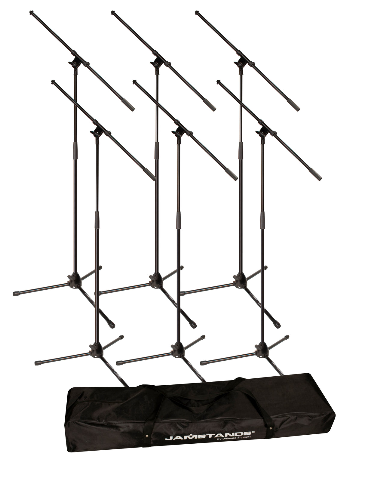 Jamstands JS-MCFB6PK 6-Pack Tripod Mic Stand & Carry Bag - New