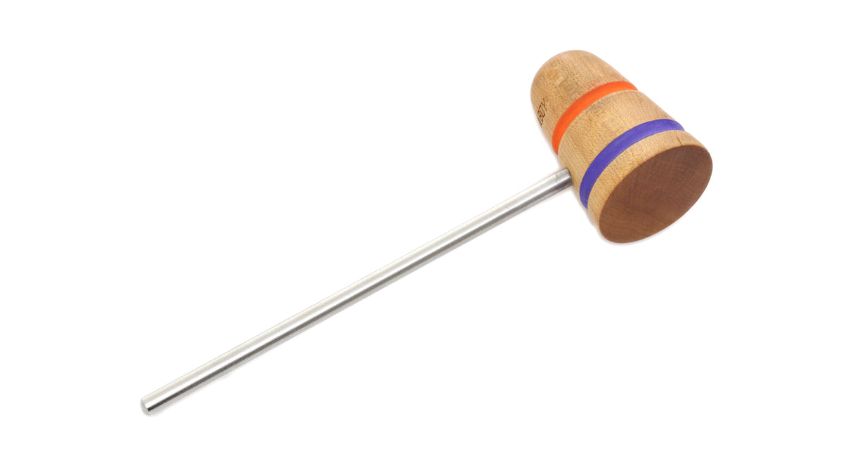 Low Boy Standard Wood Bass Drum Beater - Natural Maple, Orange/Purple Stripes