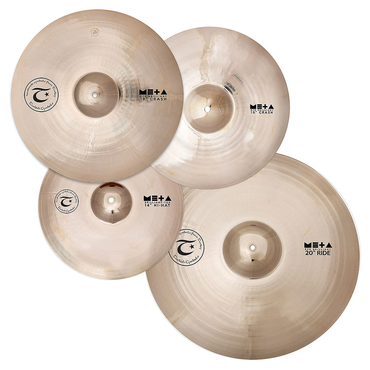 Turkish META-B Brilliant 4-Piece Cymbal Pack - Ride, Crashes and Hi-Hat