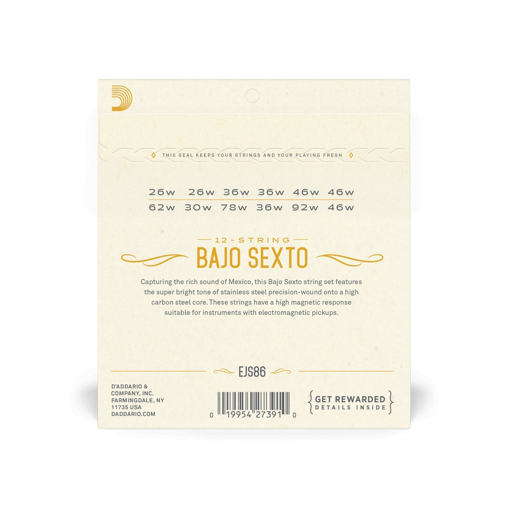 D'addario EJS86 12 Set Bajo Sexto Strings