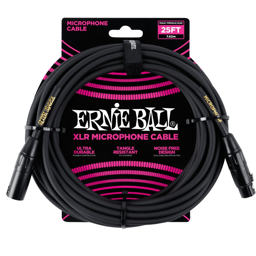 Ernie Ball 25-Feet Classic XLR Microphone Cable Male/Female - Black