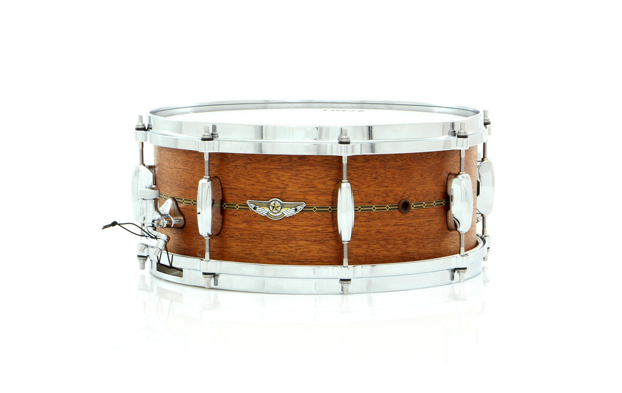 Tama 14" x 6" STAR Solid Mahogany Snare Drum Oiled Natural Mahogany With Inlay Outside