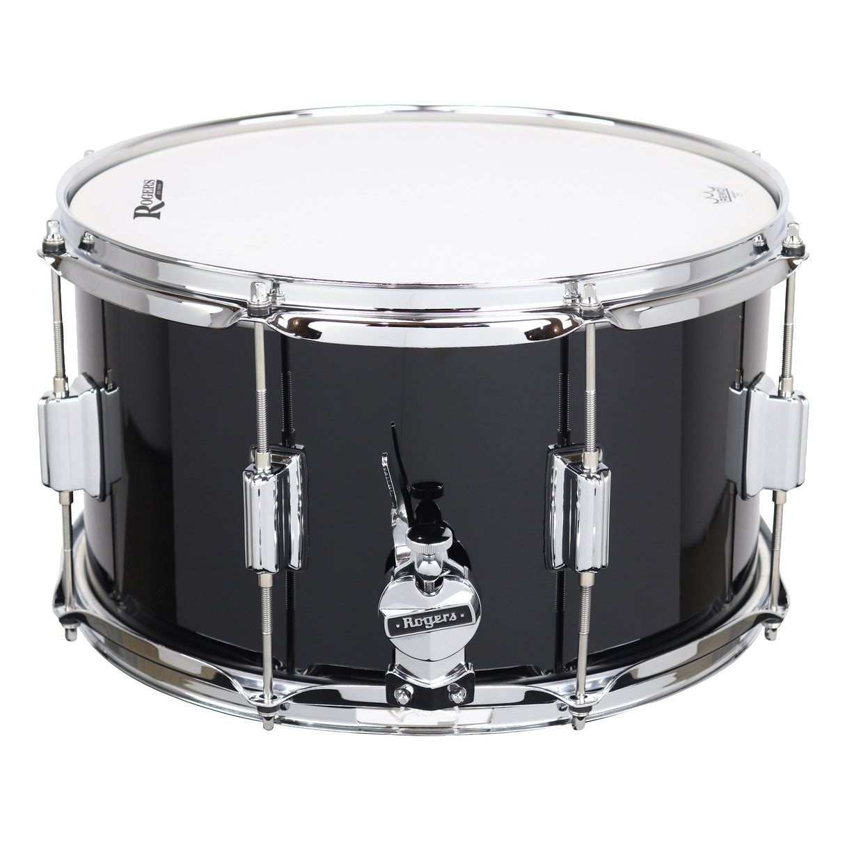 Rogers PowerTone 28PB 8x14 Wood Shell Snare Drum - Piano Black