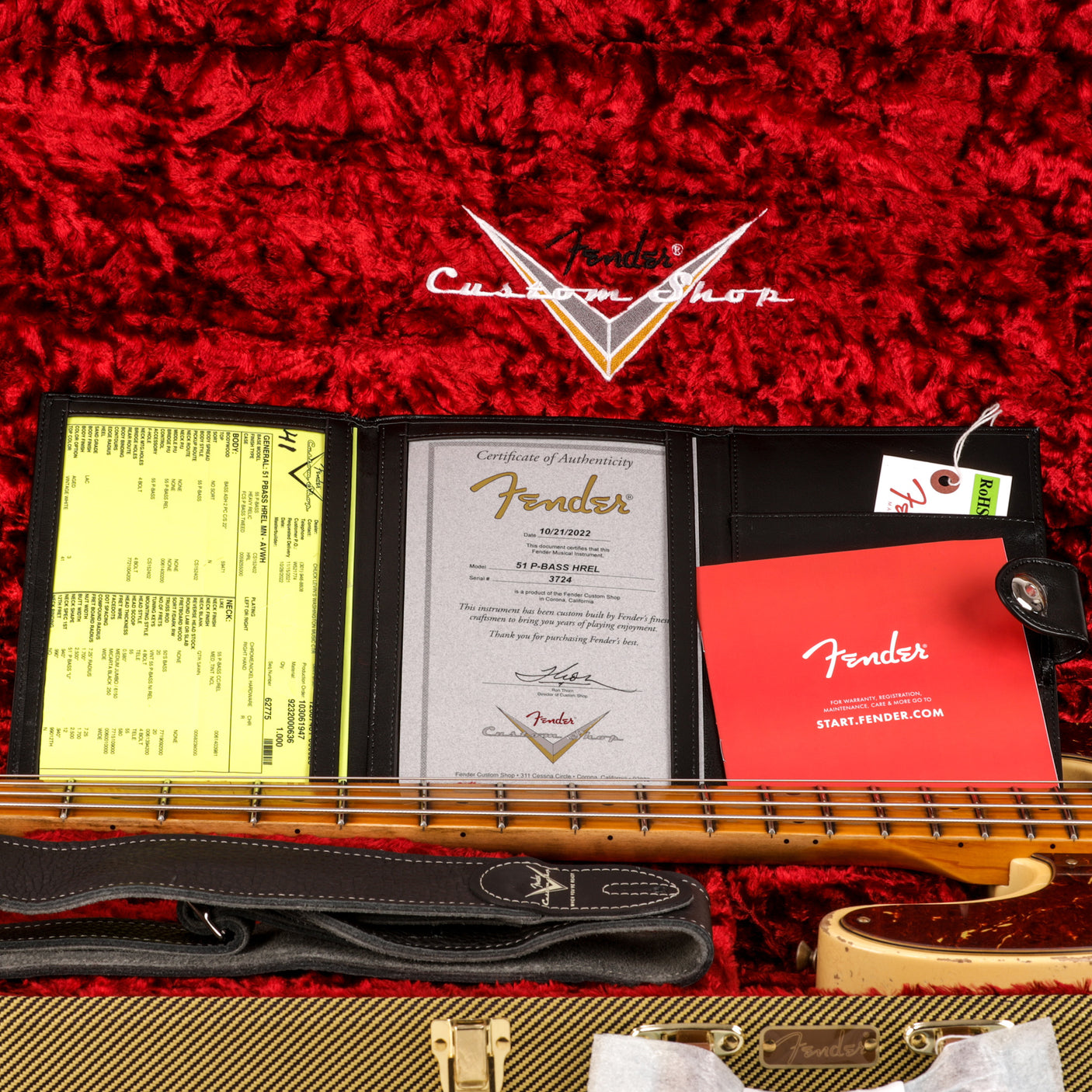 Fender Custom Shop 1951 Precision Bass Heavy Relic - Aged Vintage White - CHUCKSCLUSIVE - #XN3724