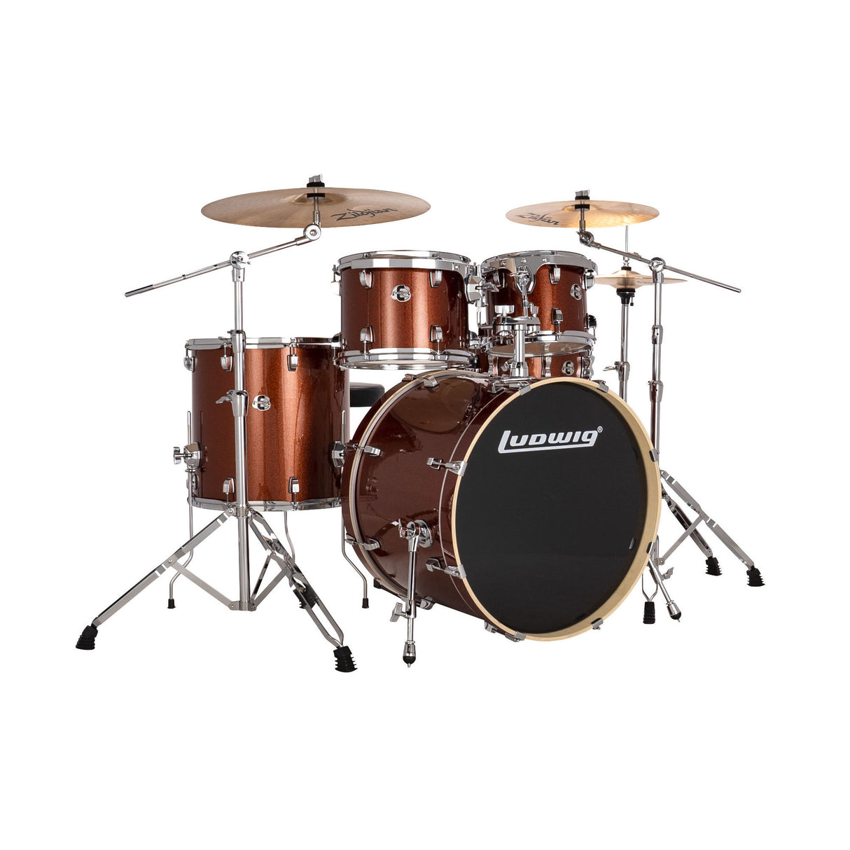 Ludwig Evolution 5-Piece Kit with 22-Inch Kick - Copper Sparkle Finish
