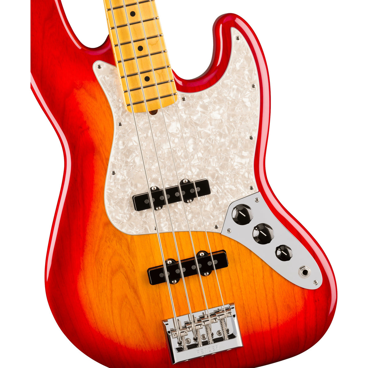 Fender American Professional Jazz Electric Bass Guitar, Maple Fingerboard - Aged Cherry Burst