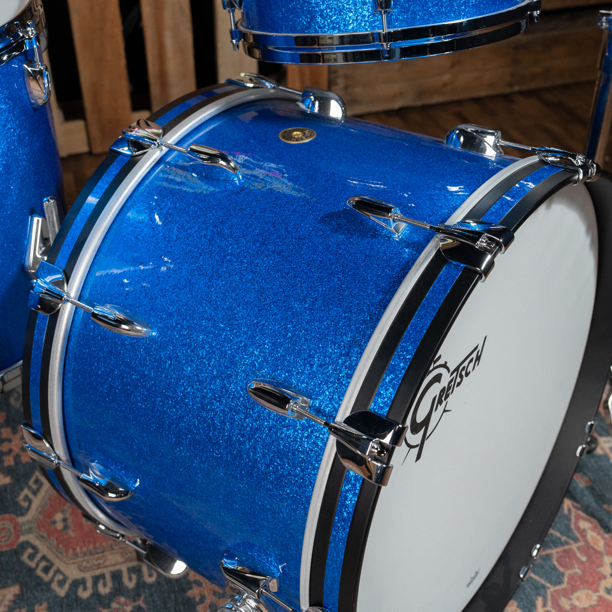 Gretsch USA Custom Nitron 4-Piece Shell Pack, 22" Kick - Blue Sparkle