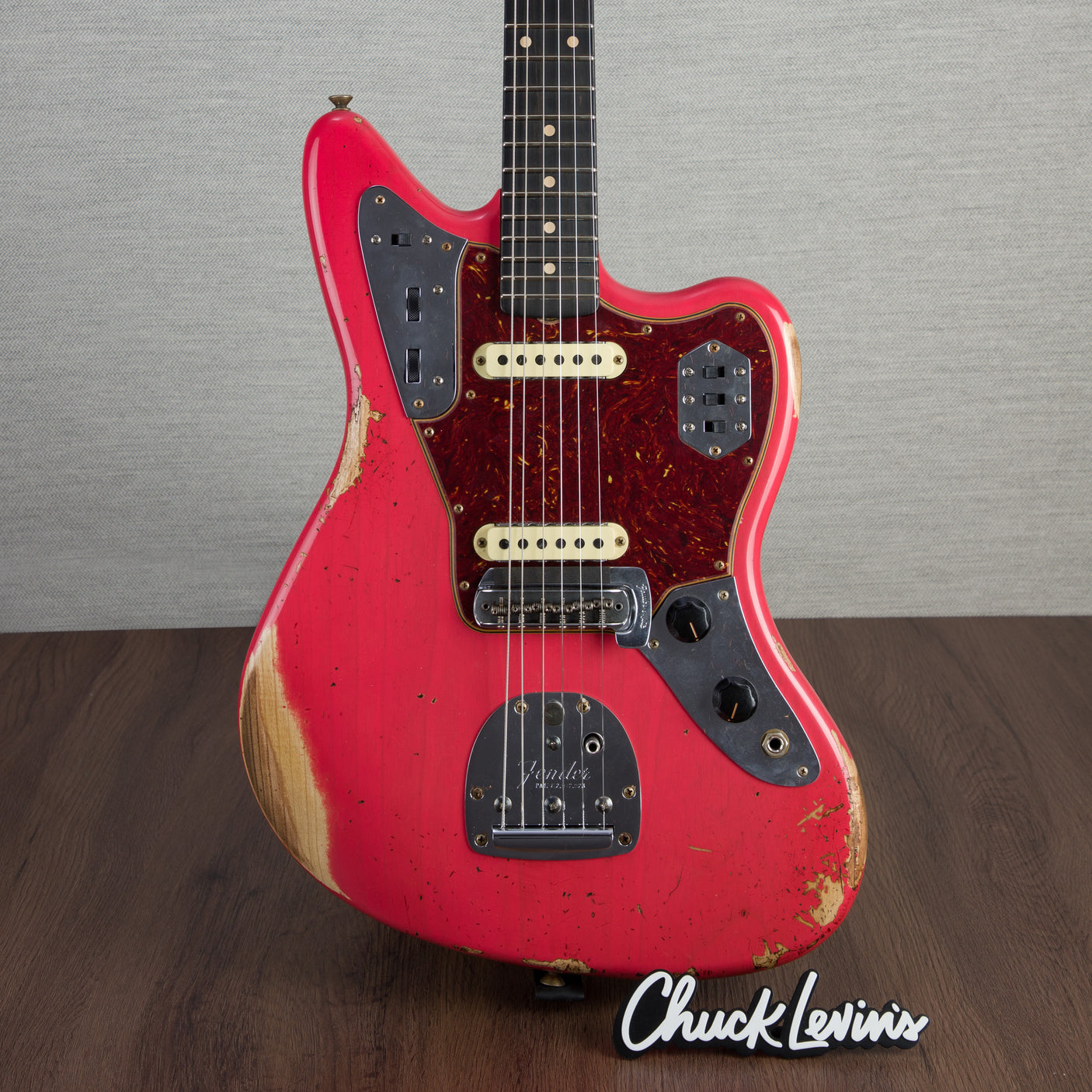 Fender Custom Shop 62 Jaguar Heavy Relic Electric Guitar, Ebony Fingerboard - Watermelon King - CHUCKSCLUSIVE - #R130047