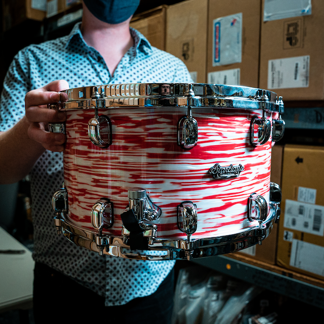 Tama 14" x 8" Starclassic Maple Snare Drum - Red And White Oyster