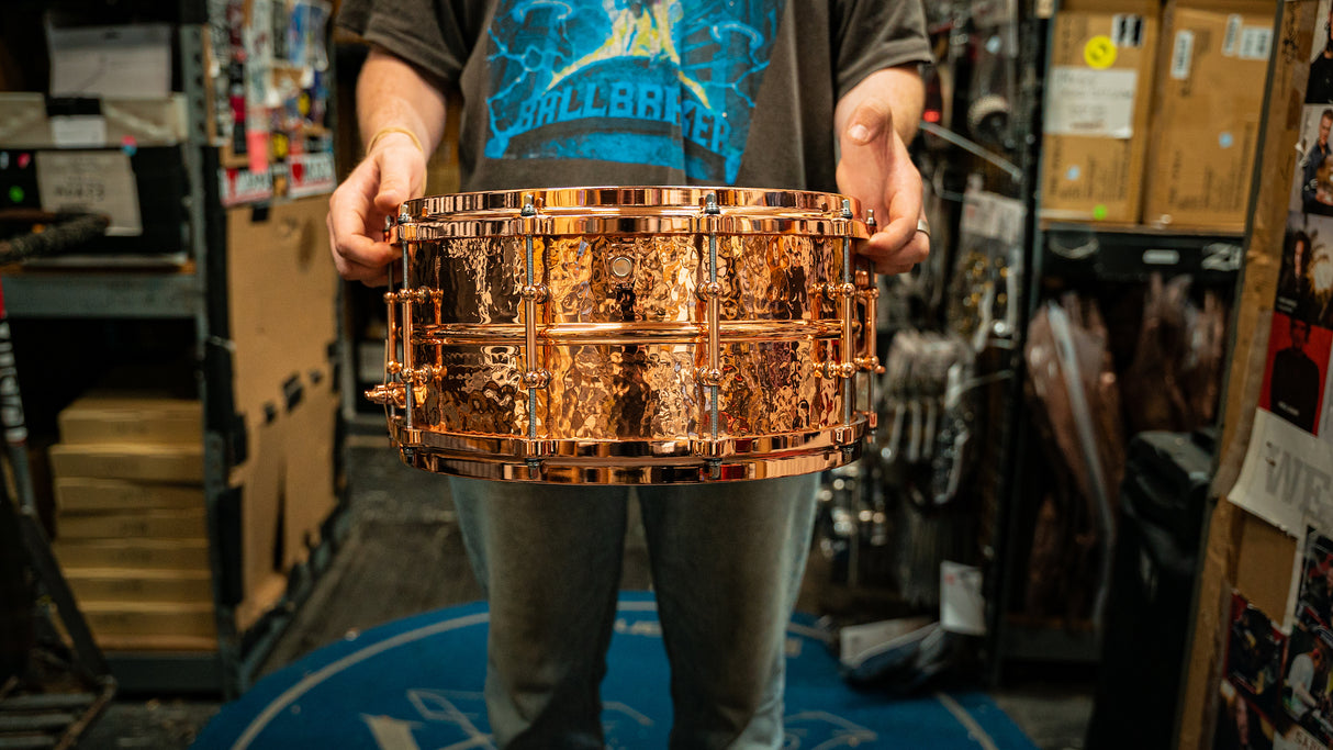 Ludwig Hammered Copperphonic 6.5x14 Snare Drum, Tube Lugs