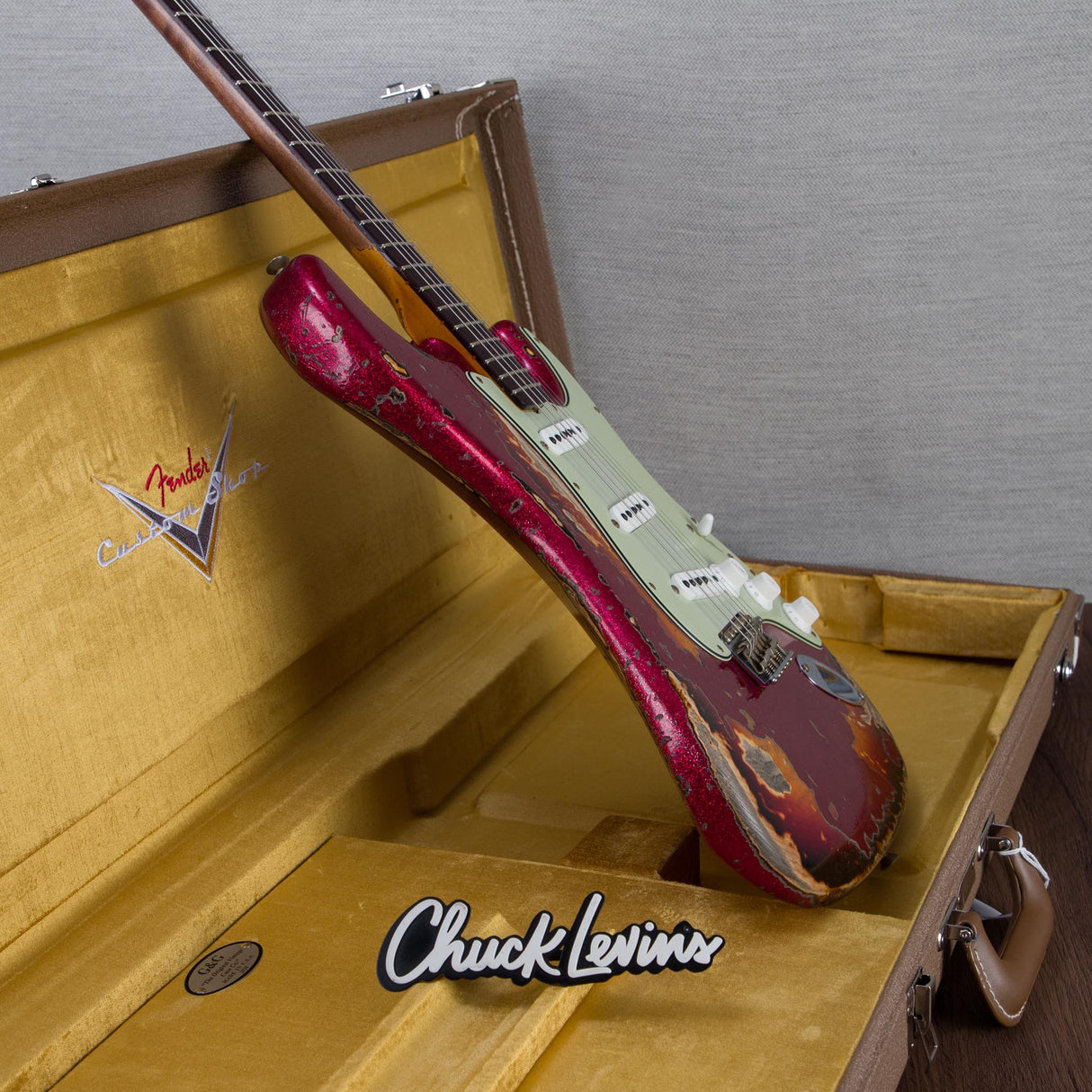 Fender Custom 1961 Stratocaster Electric Guitar Super Heavy Relic - Red Sparkle over 3-Color Sunburst - #CZ587441