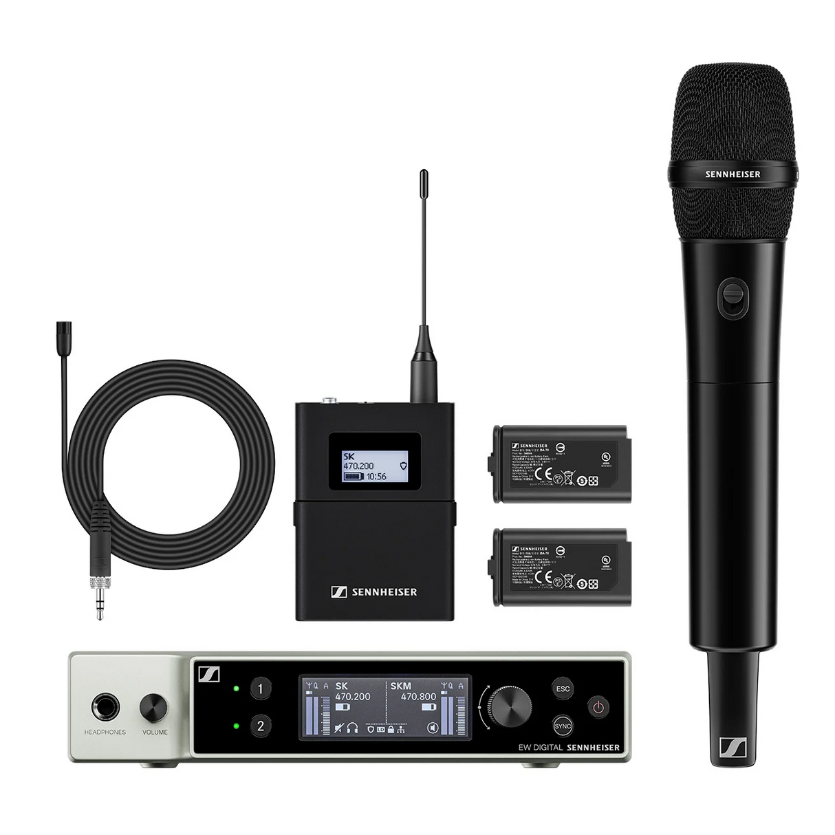Sennheiser EW-DX MKE 2/835-S Wireless Dual Handheld and Lavalier System - R1-9 - Mint, Open Box