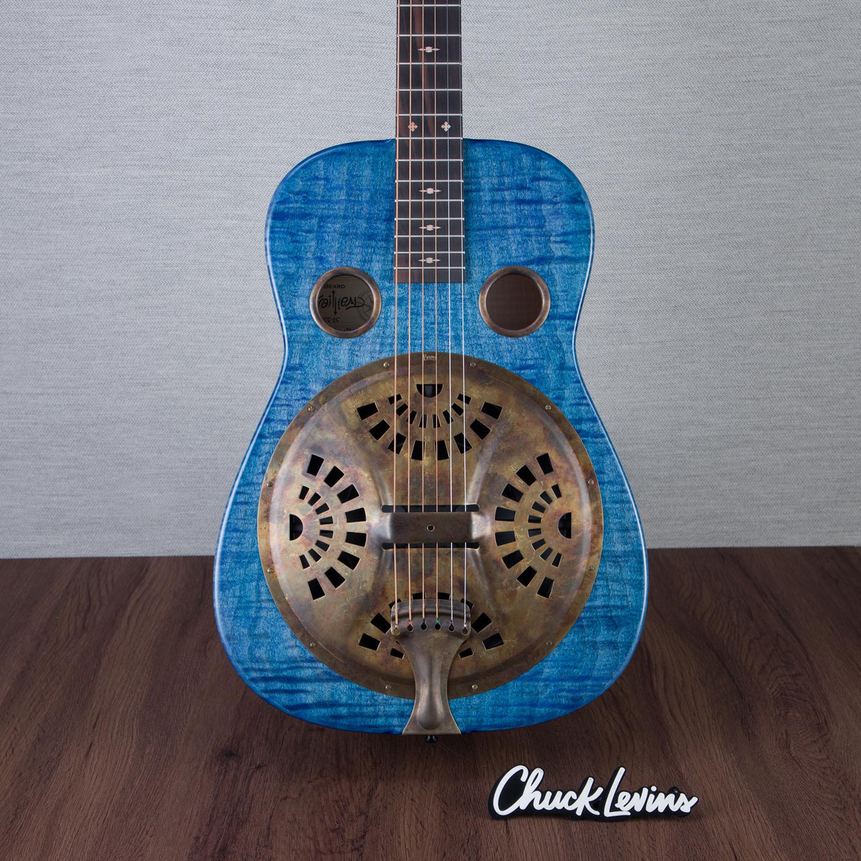 Beard Guitars Trailhead Resonator Curly Maple Acoustic Electric Guitar - Denim Blue - #1955-25