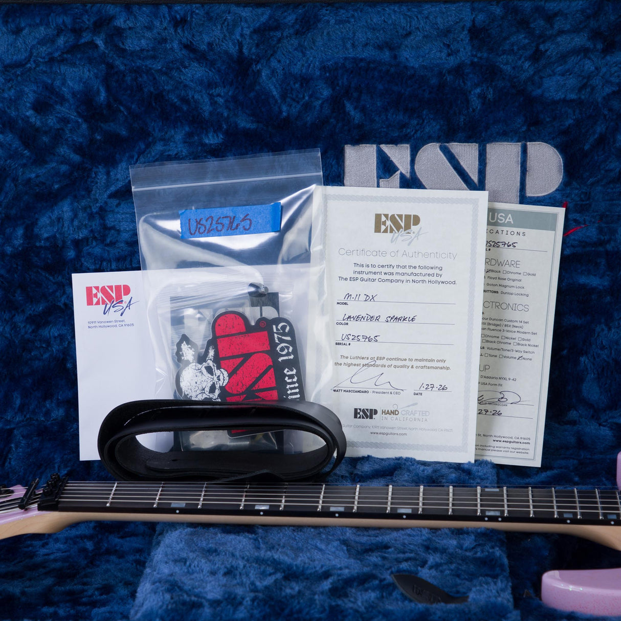 ESP USA M-II DX FR Electric Guitar - Lavender Sparkle - #US25765