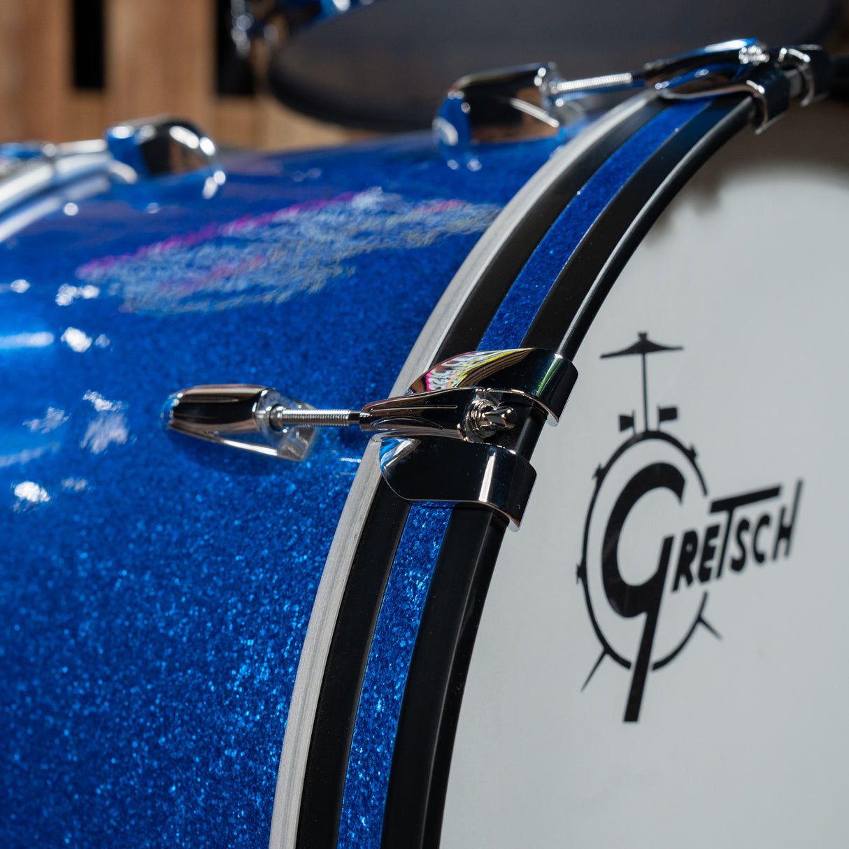 Gretsch USA Custom Nitron 4-Piece Shell Pack, 22" Kick - Blue Sparkle