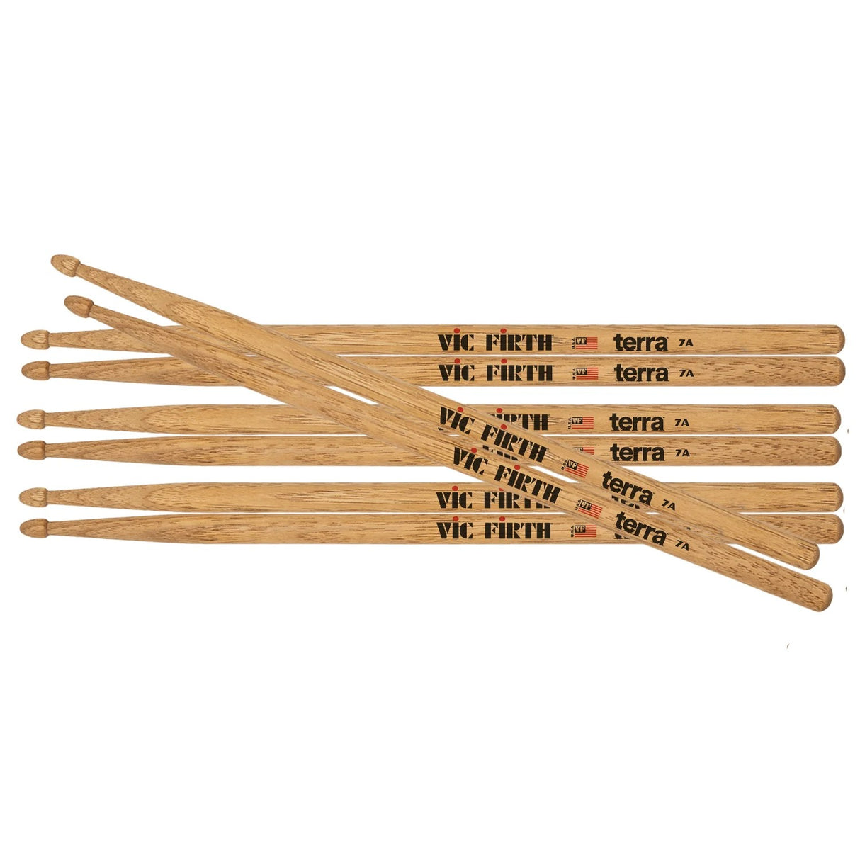 Vic Firth American Classic 7AT Terra Series Drumsticks with Wood Tip - 4 Pairs