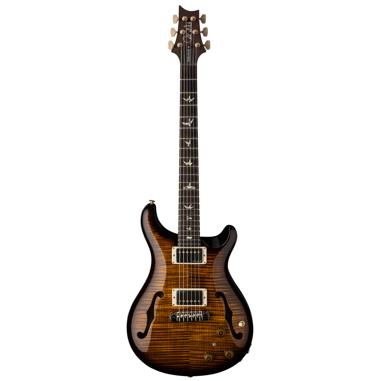 PRS Hollowbody II Piezo 10-Top Hollowbody Electric Guitar - Black Gold Wraparound Burst