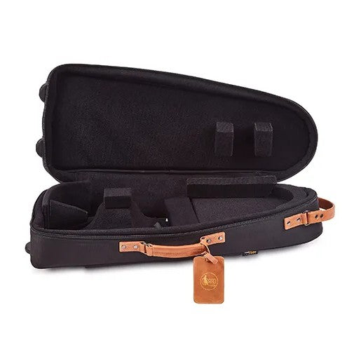 Gard Single Elite Cut-Bell Tenor Trombone Gig Bag - Black Nylon with Light Brown Leather Accent