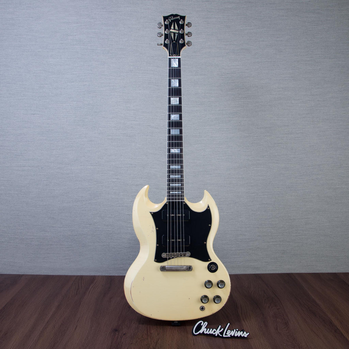 Gibson Custom Shop Murphy Lab SG Custom P-90 Batwing Electric Guitar - Heavy Aged White - #CS601068