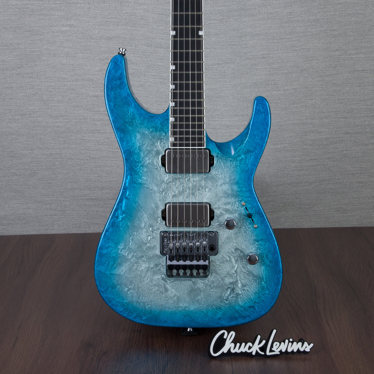 ESP M-II CTM FR Electric Guitar - Liquid Metal Silver/Blue Burst - #E3920242