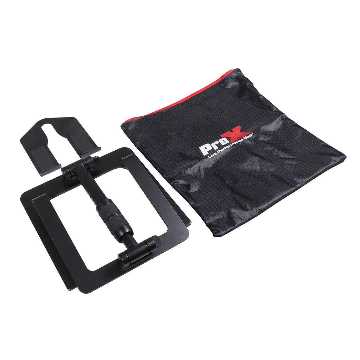 ProX T-LPS900BLK Folding DJ Laptop Stand with Adjustable Height Accessory Tray Carrying Bag - Black