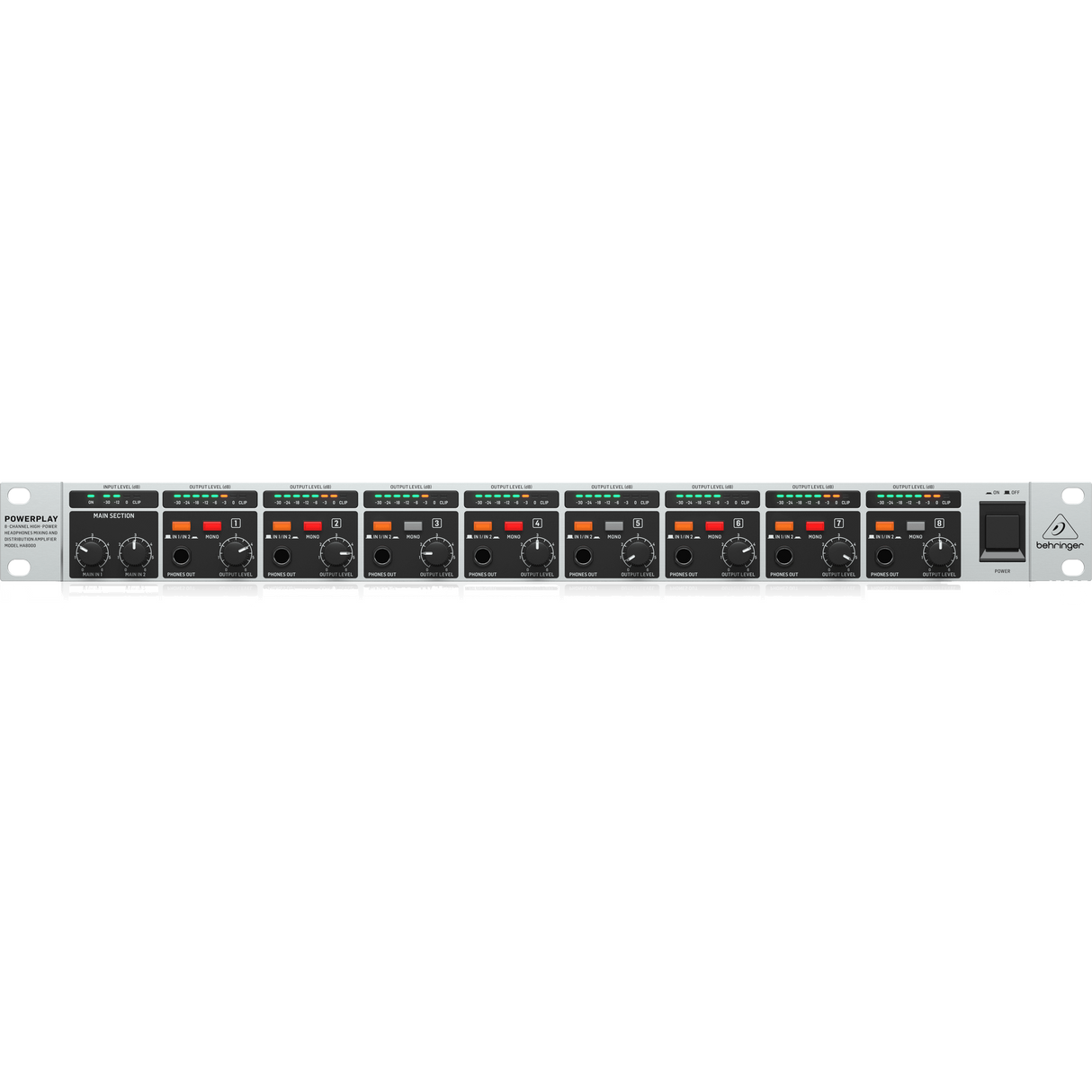 Behringer Powerplay HA8000 V2 8 Channel High Power Headphones Mixing & Distribution Amplifier