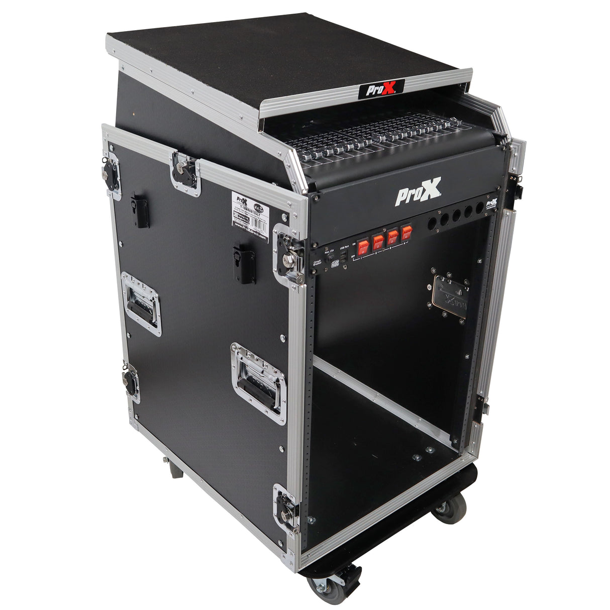 ProX T-16MRSS13ULT Universal 19 Rack-mount Mixer with 13U Top and 16U Front with 2 Side Work Tables