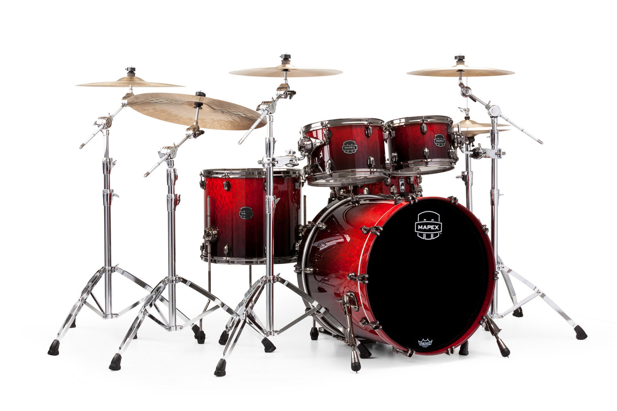 Mapex Saturn V MH Exotic Rock 4 Piece Drum Set Shell Pack - Cherry Mist Maple Burl