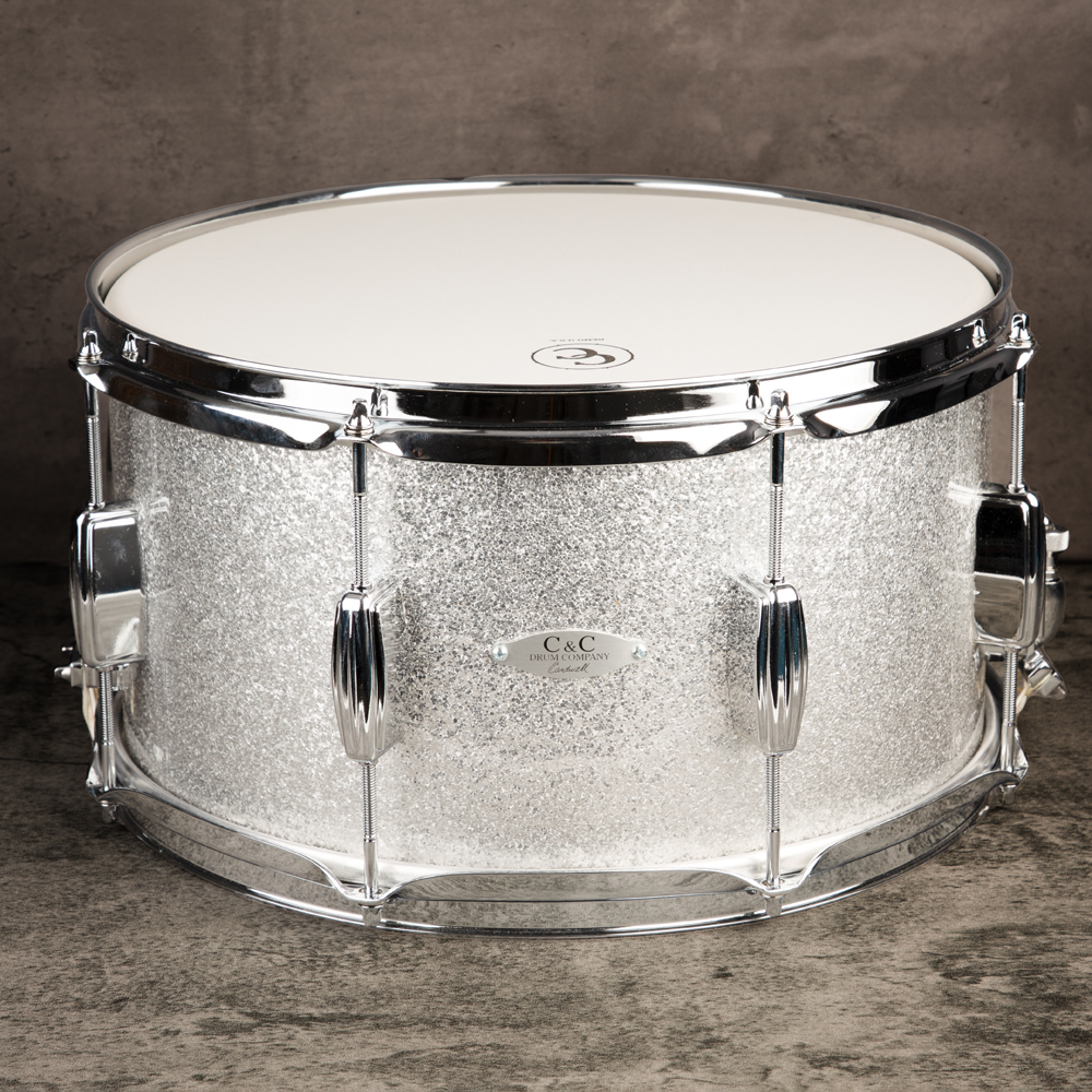 C&C Drums Player Date II 8x14 Snare - Silver Sparkle Wrap