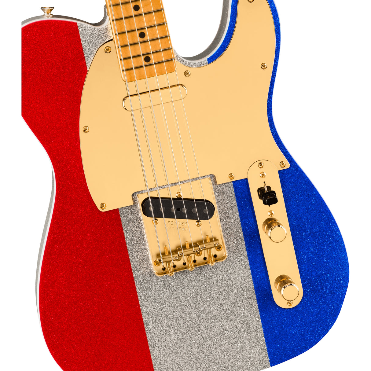 Fender Buck Owens Signature Telecaster Electric Guitar - Red, Silver and Blue Sparkle