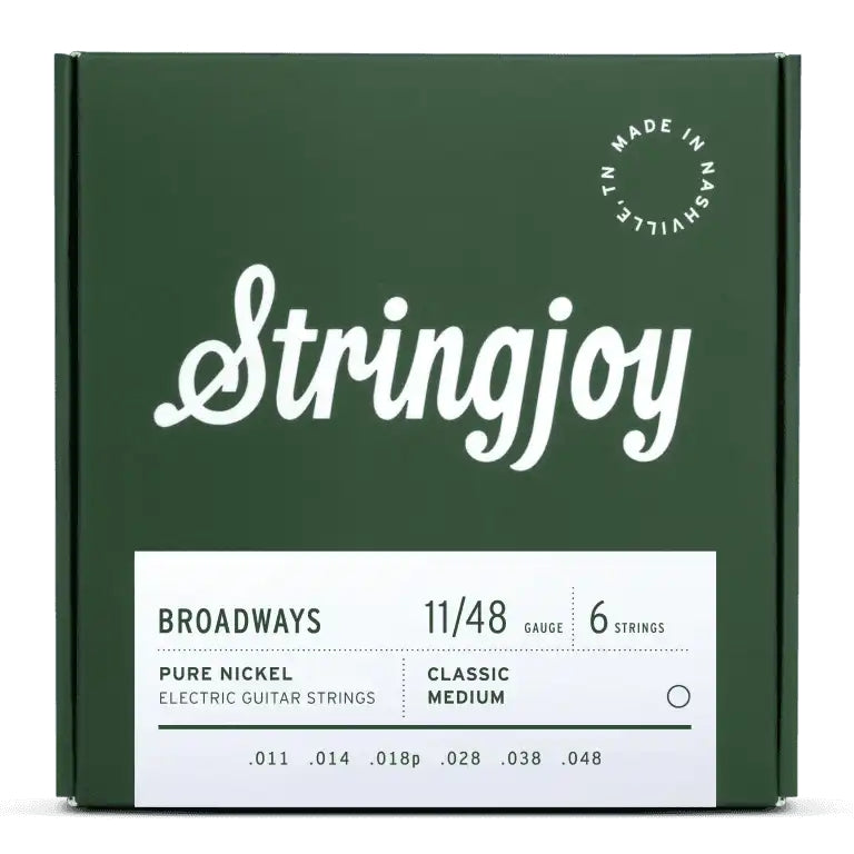 Stringjoy Broadways Classic Medium Gauge (11-48) Pure Nickel Electric Guitar Strings