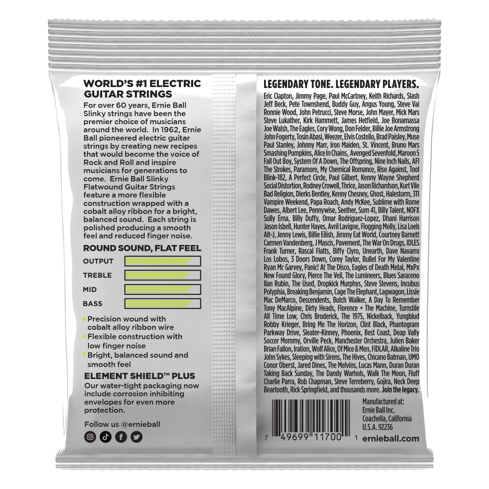 Ernie Ball 2591 Regular Slinky Flatwound Electric Guitar Strings - .010-.046