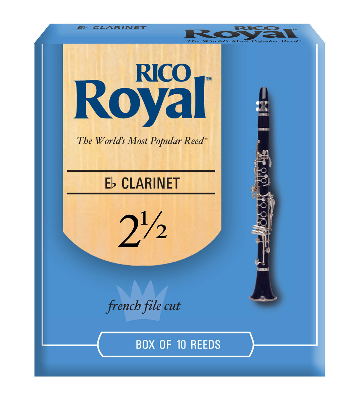 Ddaddario Woodwinds RBB1025 Rico Royal E-Flat Clarinet Reeds, Strength 2.5, 10-pack