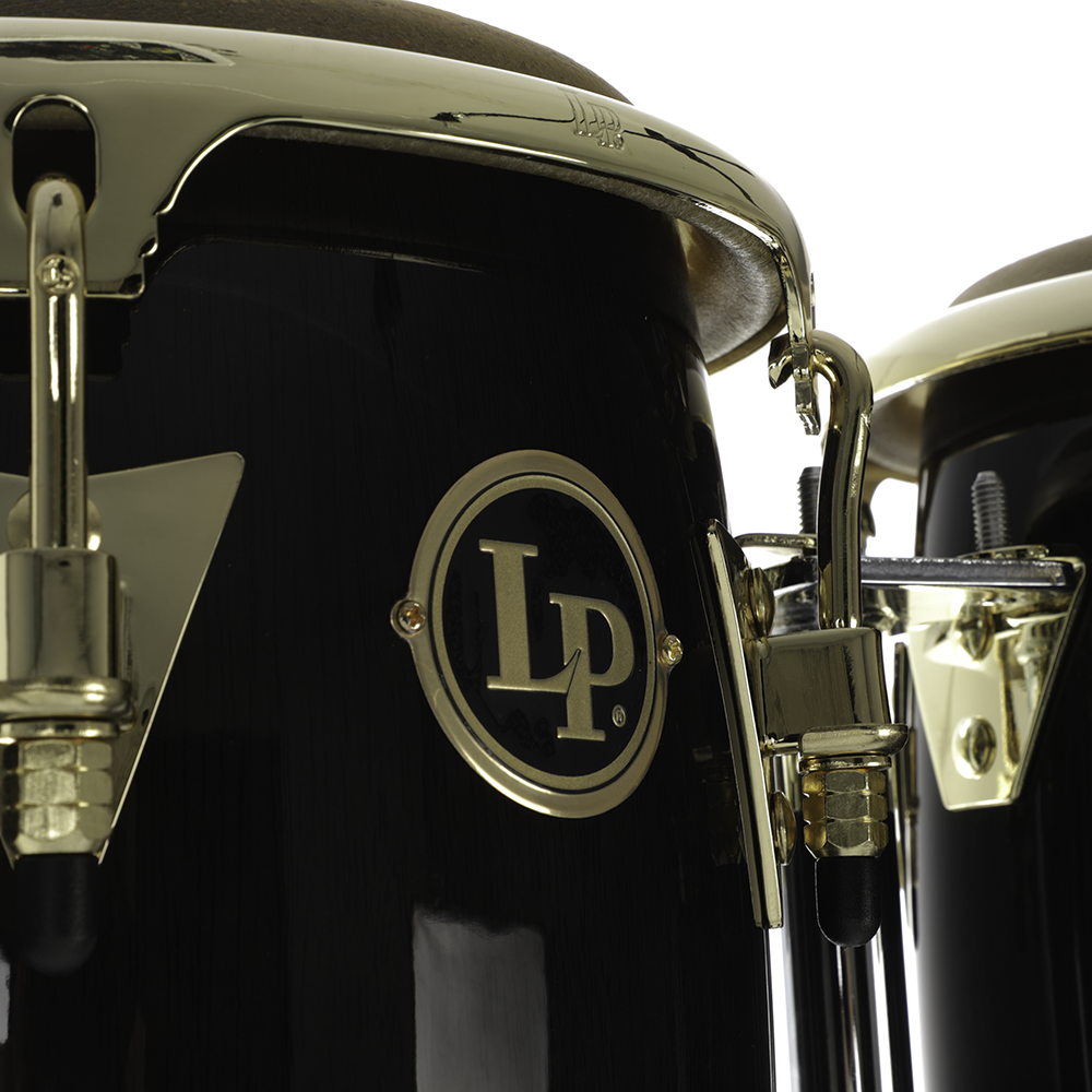 Latin Percussion Junior Conga Set - Black Wood With Gold Hardware - Preorder