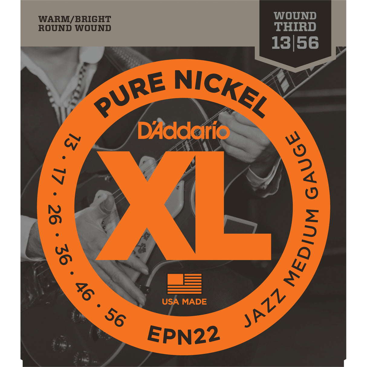 D'Addario EPN22 13-55 Pure Nickel Electric Guitar Strings Jazz Medium