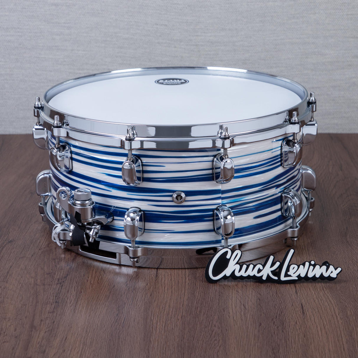 Tama 6.5 x 14-Inch Starclassic Walnut/Birch Snare Drum - Blue and White Oyster