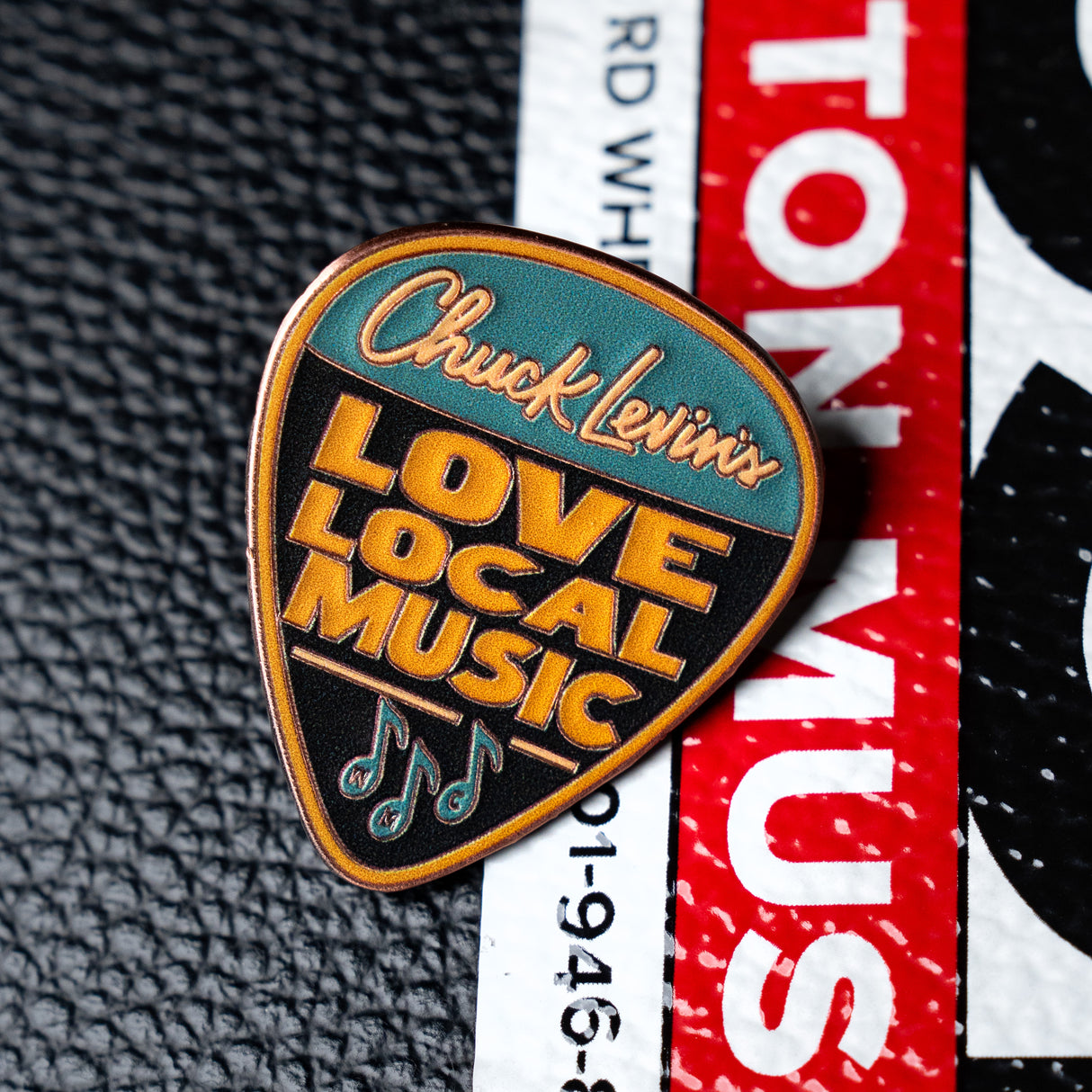 Chuck Levin's Love Local Music Soft Enamel Lapel Pin