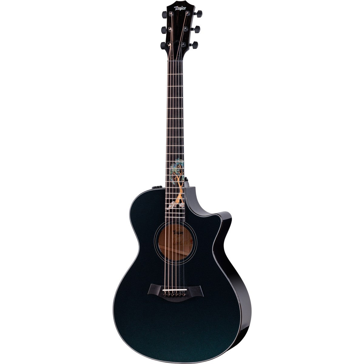 Taylor Custom #48 C22ce Shamel Ash/Shamel Ash Grand Concert Acoustic Electric Guitar - Dark Turquoise Metallic