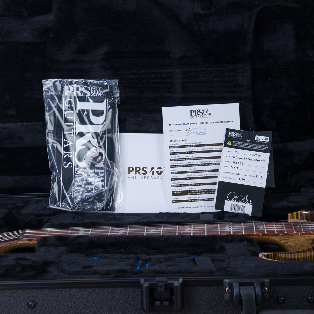 PRS 40th Anniversary Limited Edition Special Sem-Hollow Electric Guitar - Yellow Tiger - #250415097