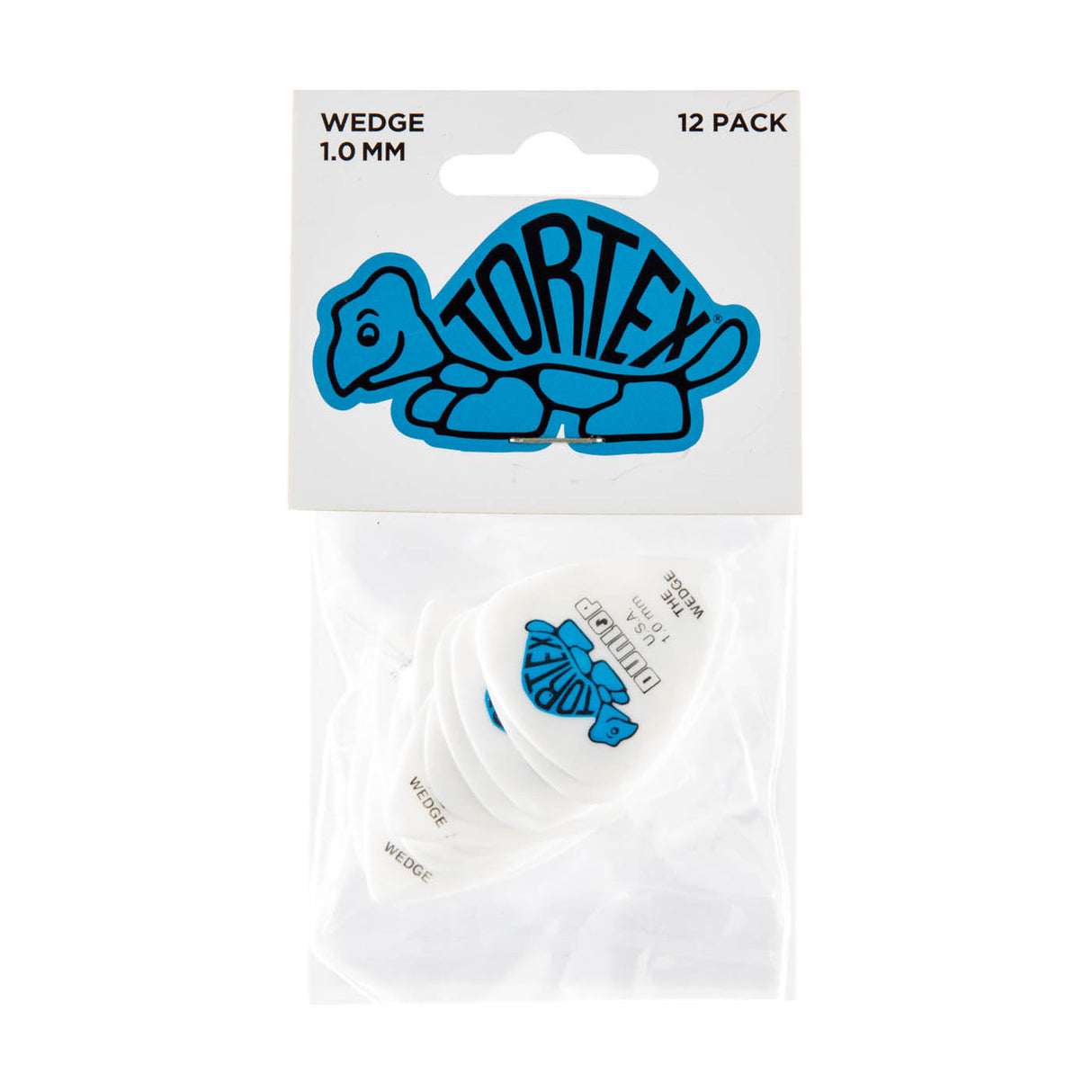 Dunlop Tortex Wedge Pick - 1.0mm - White (12-Pack)