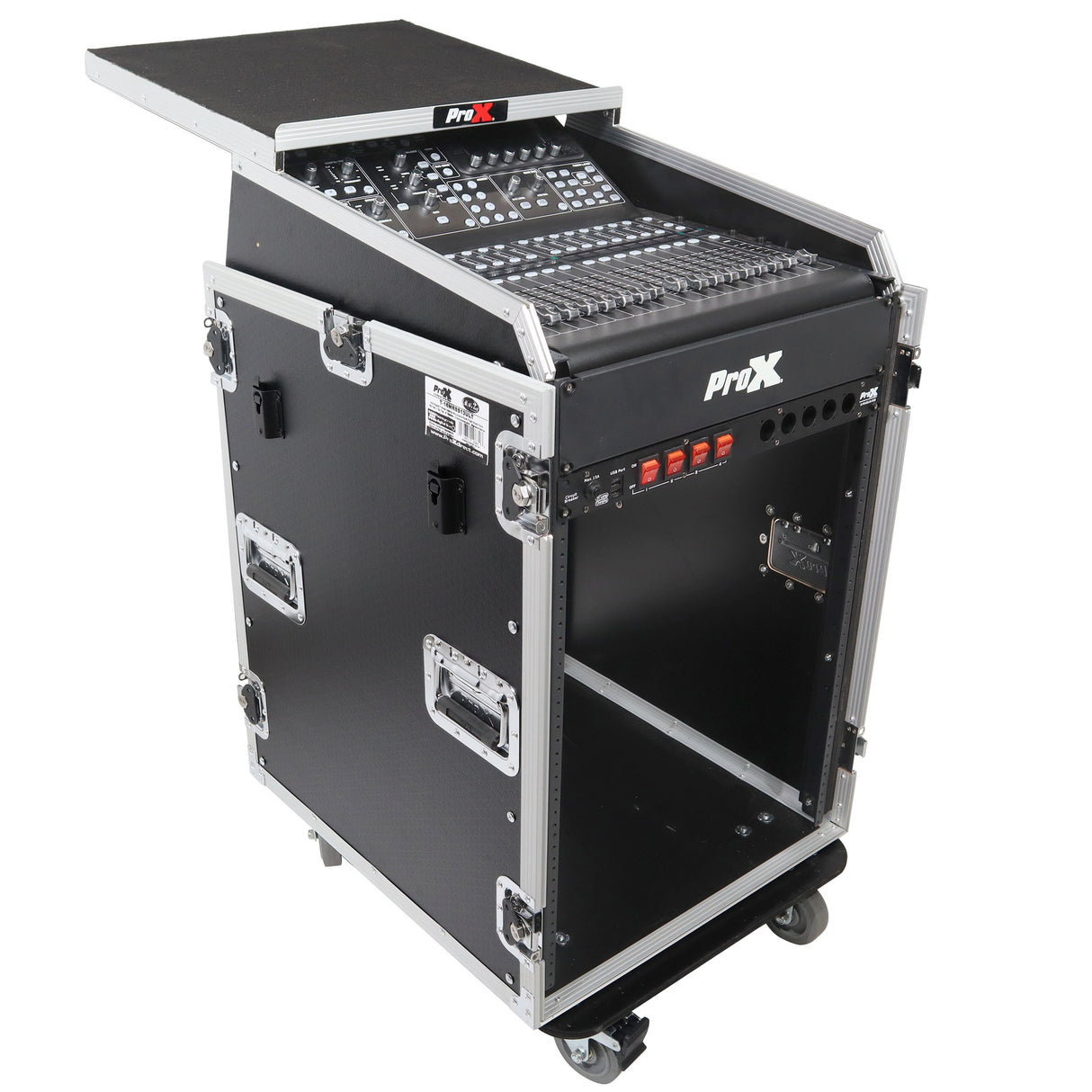 ProX T-16MRSS13ULT Universal 19 Rack-mount Mixer with 13U Top and 16U Front with 2 Side Work Tables