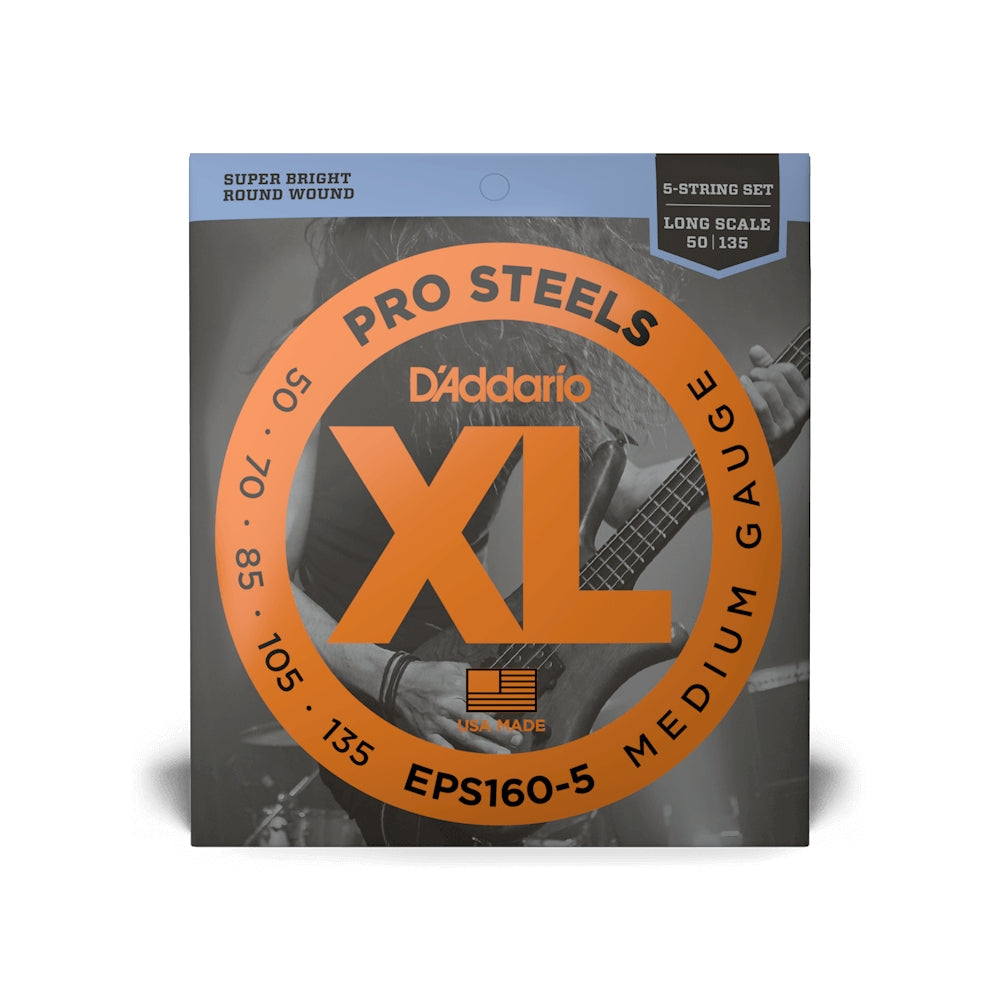 D'Addario EPS160-5 Pro Steels 50-135 5-String Bass Guitar Strings