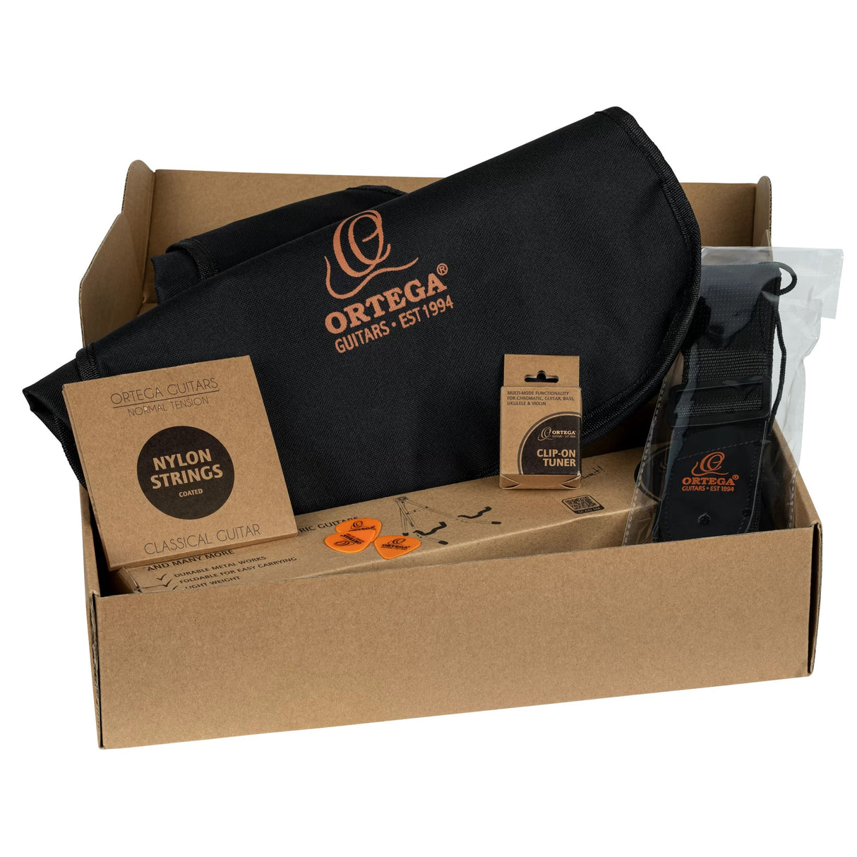 Ortega Students Series Picker's Pack 3/4 Size Nylong String Acoustic Guitar Pack