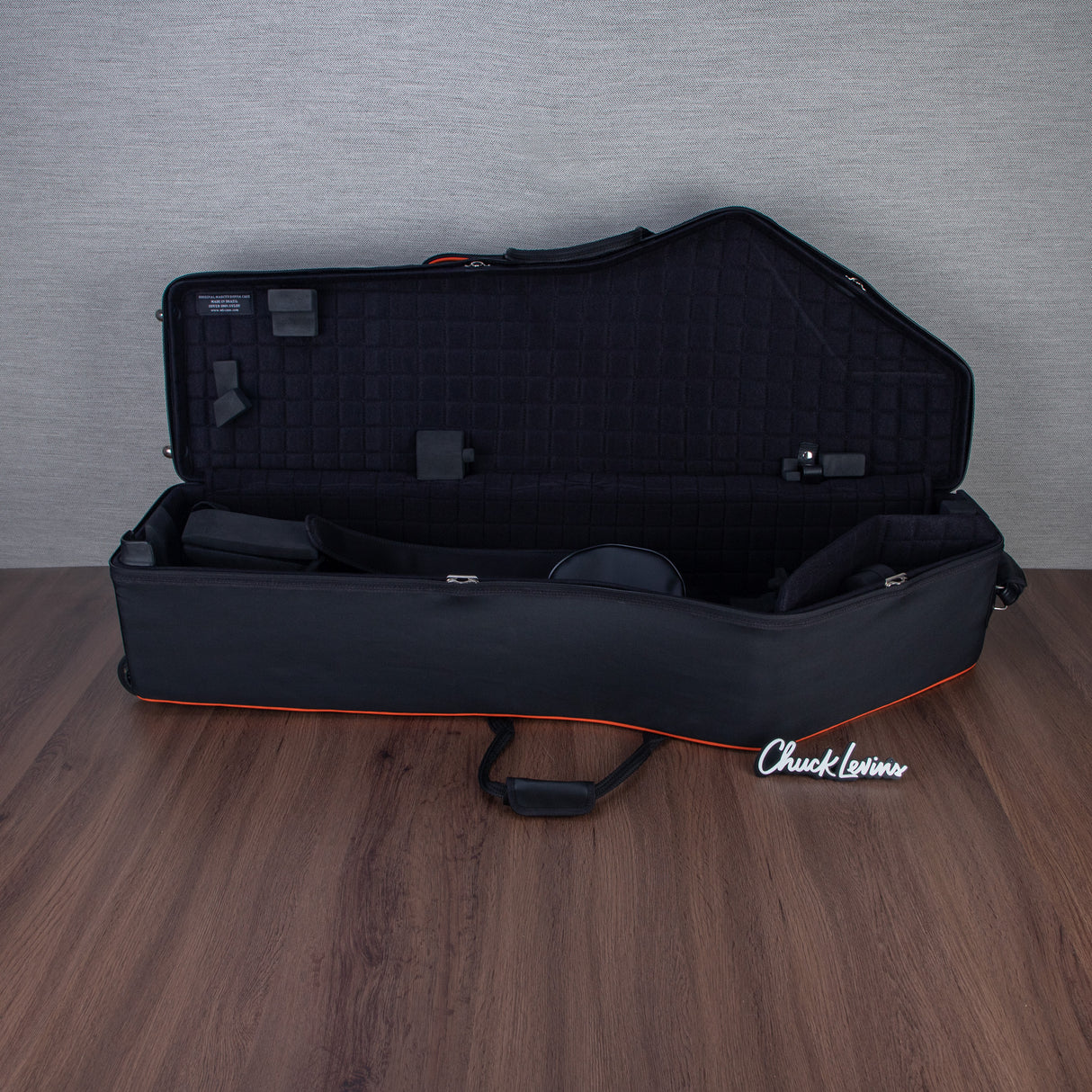 Marcus Bonna Baritone Saxophone Low A Case with Wheels - Black with Orange Trim and Badge