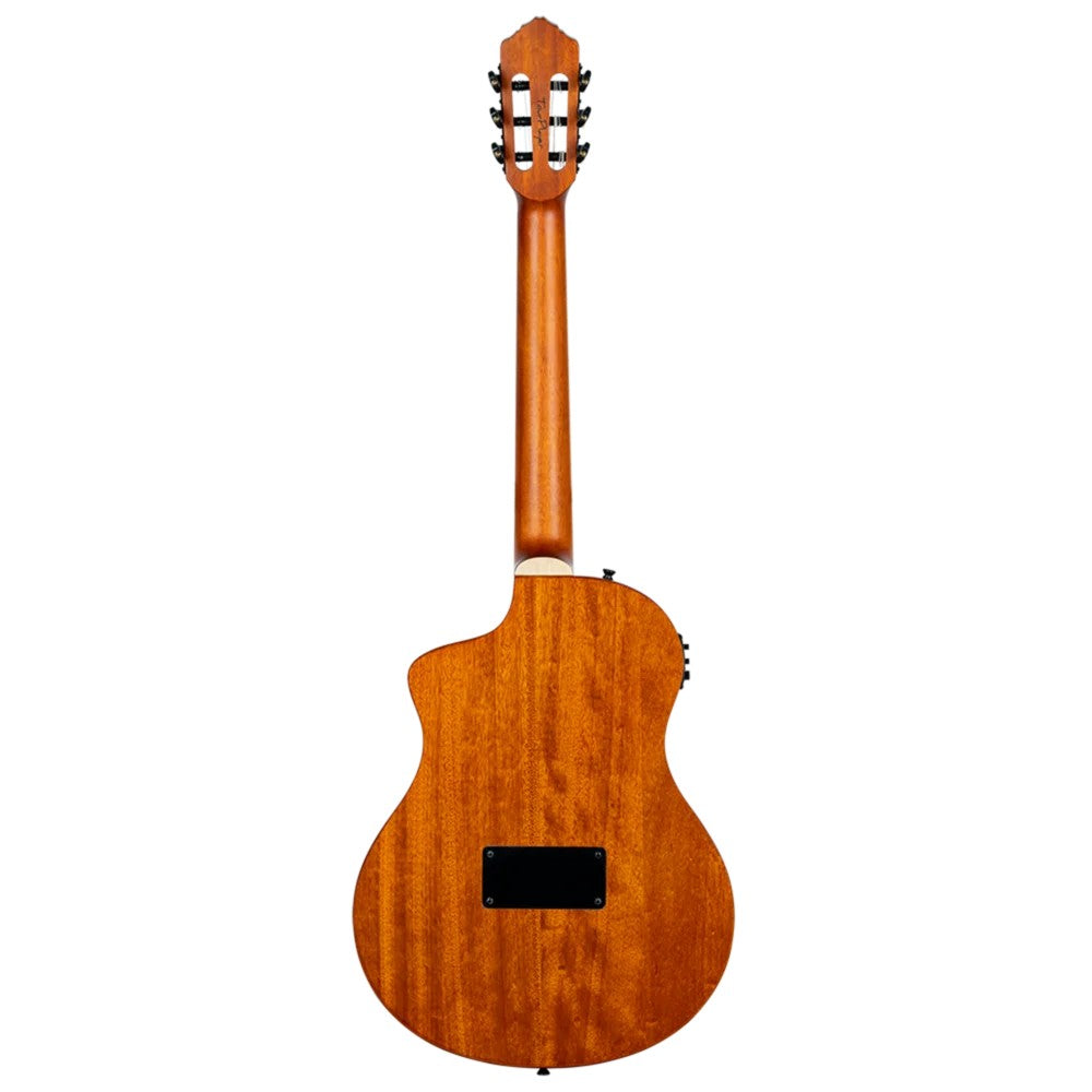 Ortega Tour Player Series Thinline Crossover Nylon String Acoustic Electric - Flamed Maple Blue