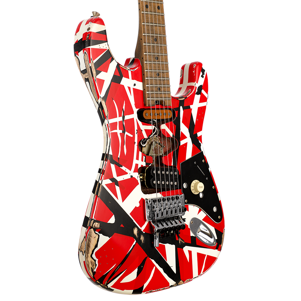 EVH Striped Series Frankie Relic Electric Guitar - Red with Black Stripes - New
