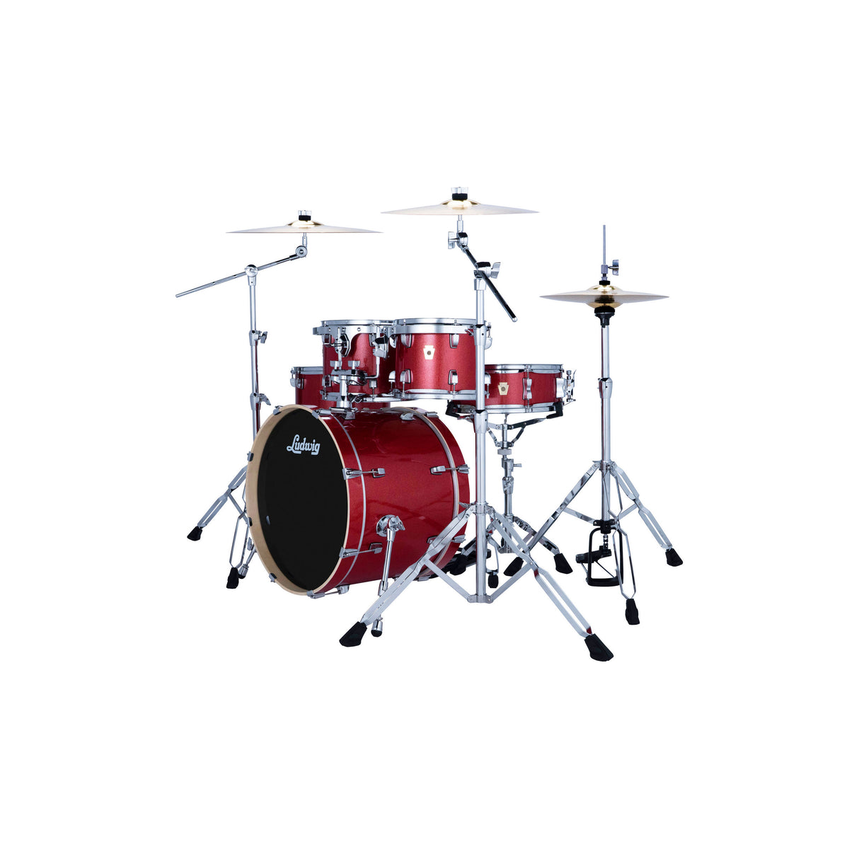Ludwig Evolution 5-Piece Drum Kit with 20-Inch Kick - Crimson Sparkle