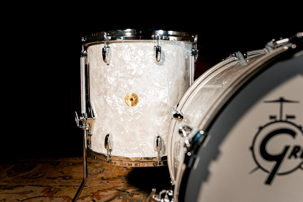 Gretsch USA Custom Nitron 3 Piece Shell Pack, 60's White Marine Pearl - 12/14/20