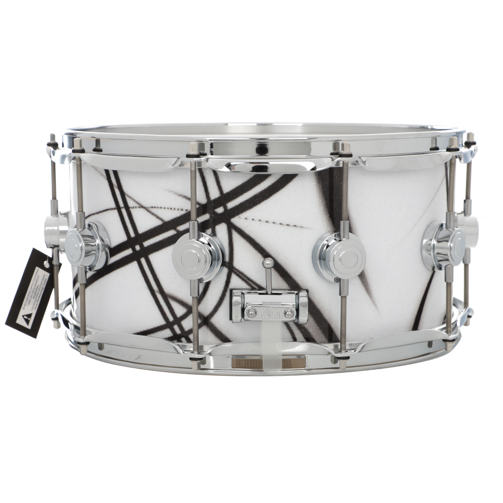 DW Collector's Pure Oak Snare, 14 x 6.5-Inch - White Glass Contrail