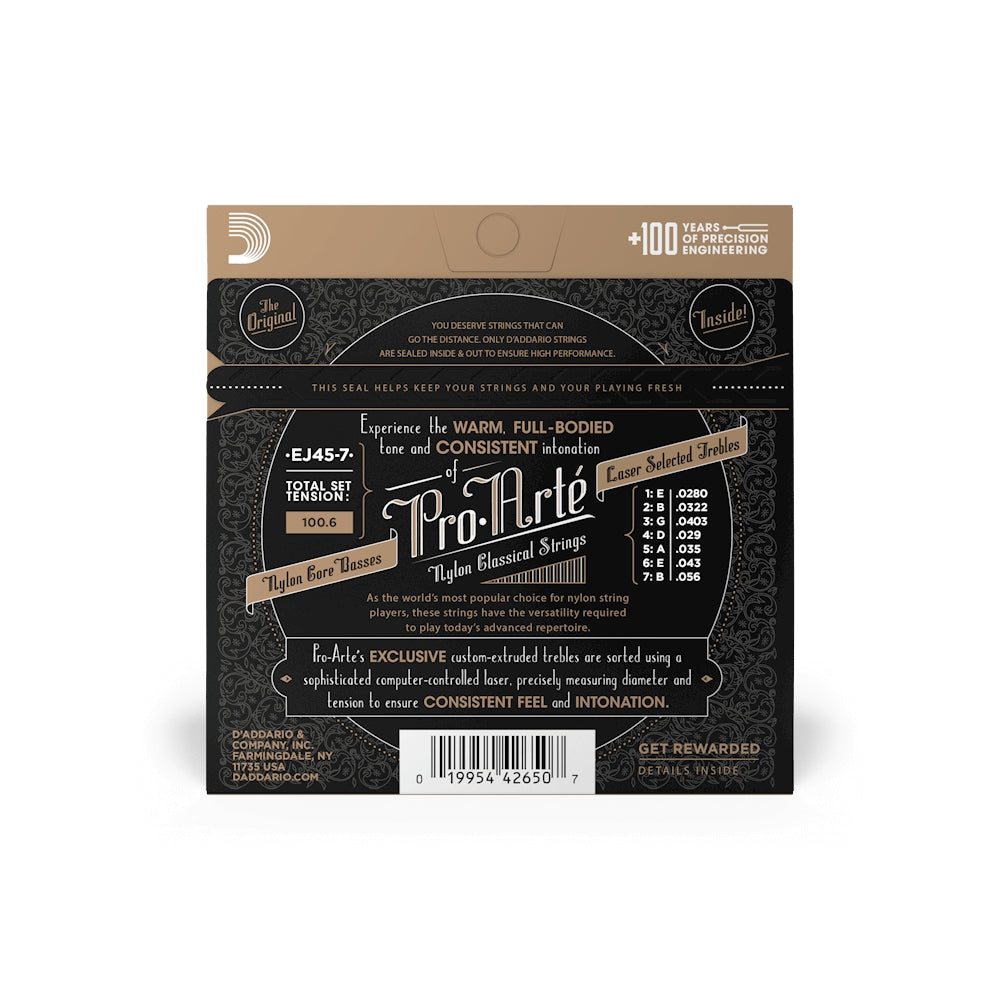 D'Addario EJ45-7 Nylon 7-String Classical Guitar Strings